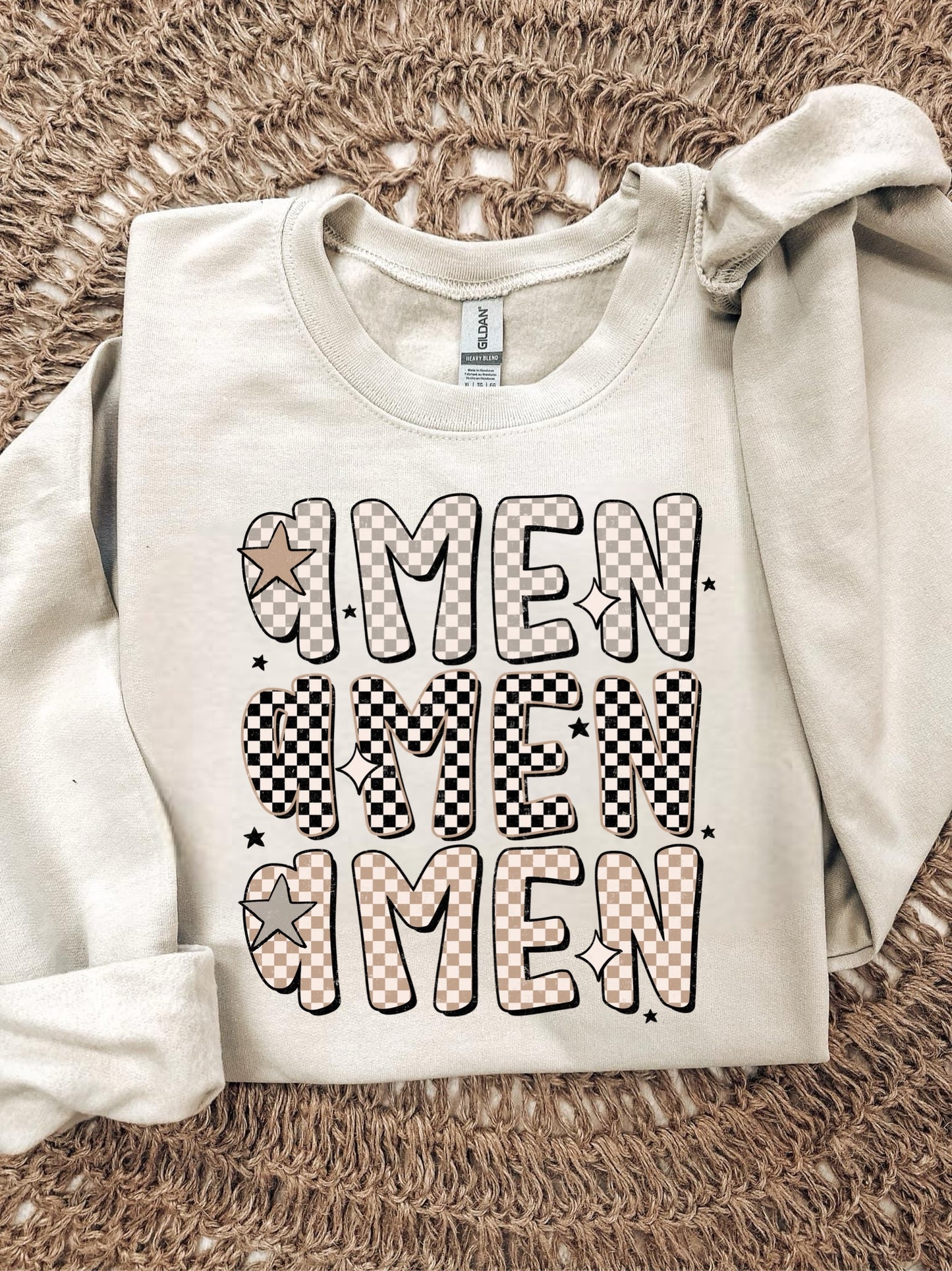 CHECKERED AMEN - DTF TRANSFER