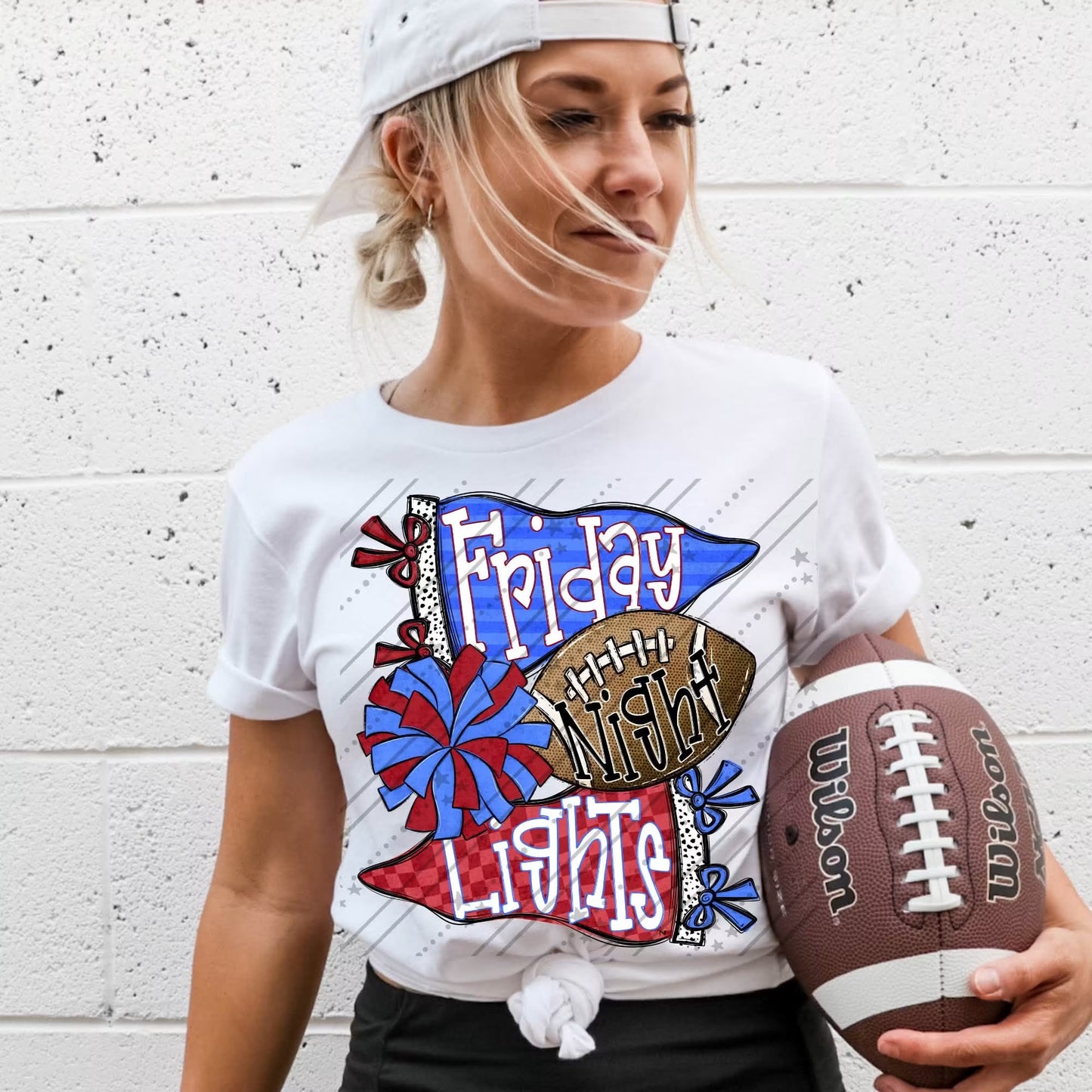 FRIDAY NIGHT LIGHTS BLUE & RED - DTF TRANSFER