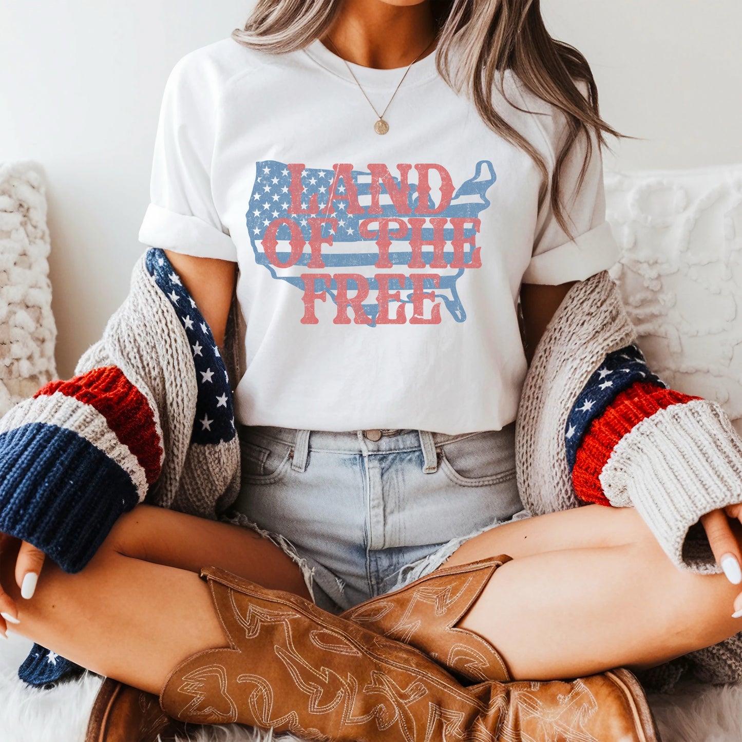 DISTRESSED LAND OF THE FREE - DTF TRANSFER
