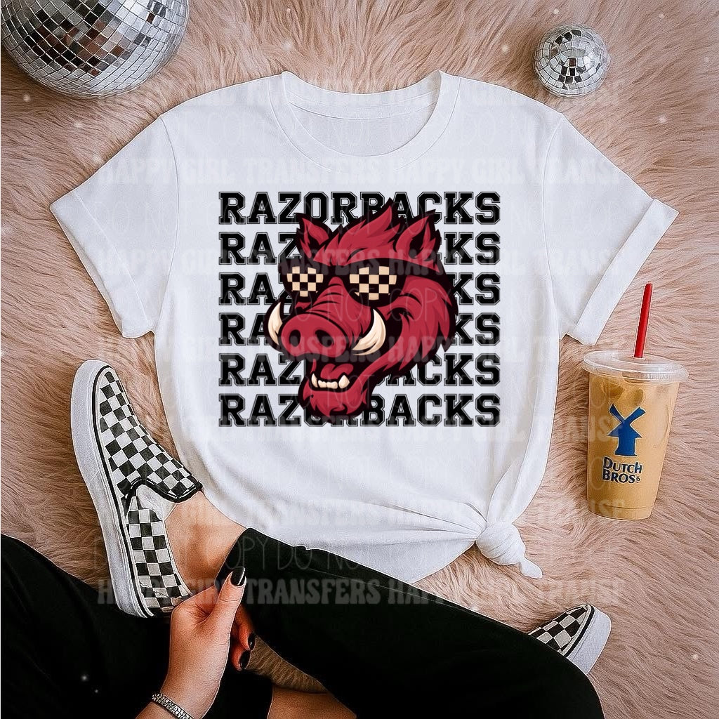 CHECKERED RAZORBACKS - DTF TRANSFER