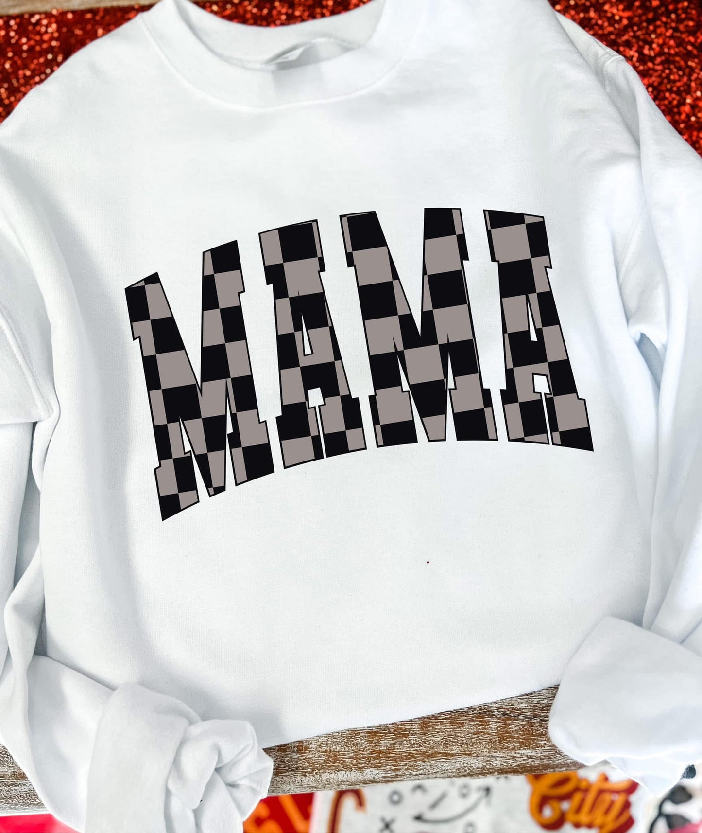 BLACK & GRAY CHECKERED MAMA - DTF TRANSFER