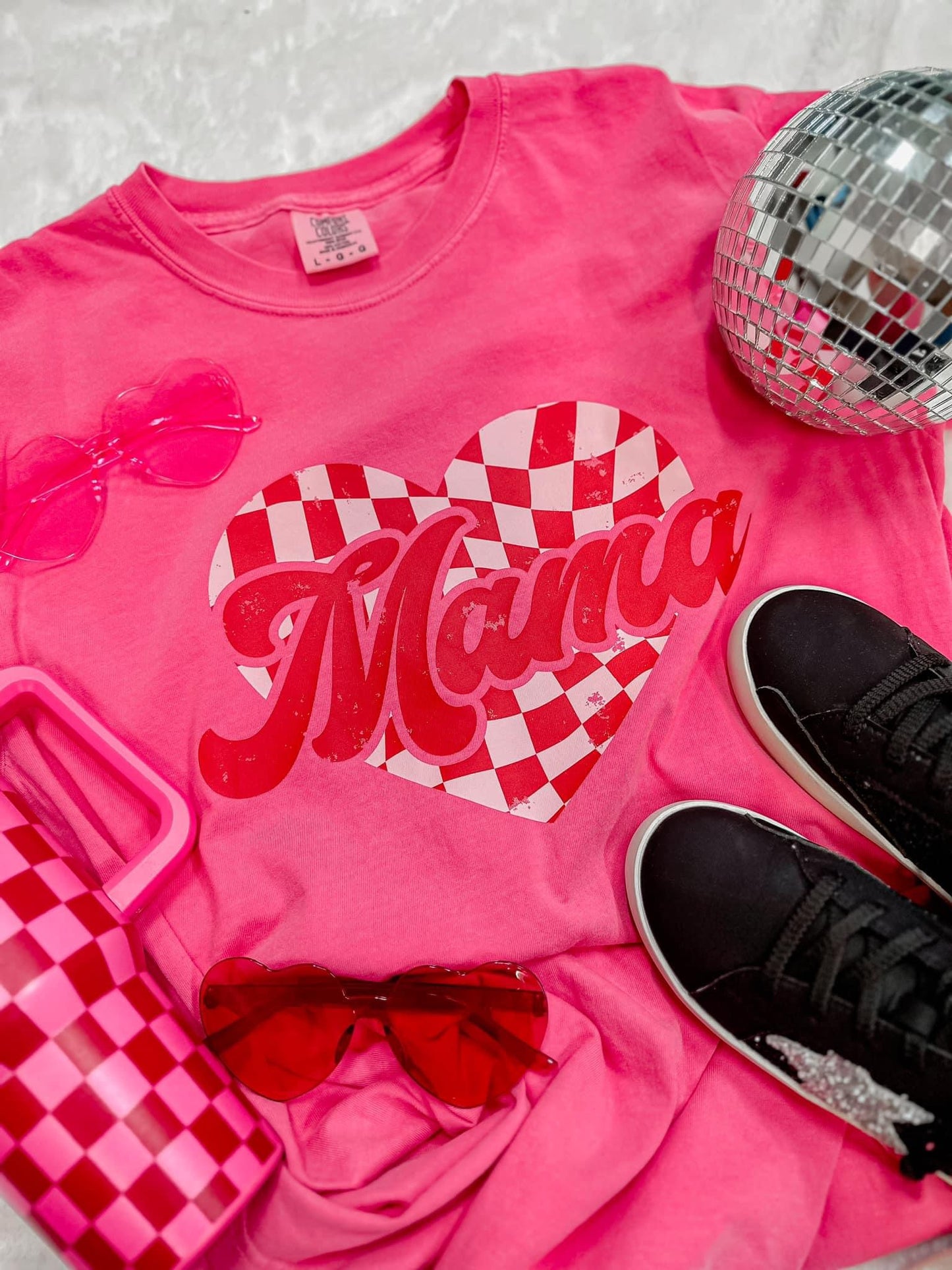 CHECKERED HEART MAMA - DTF TRANSFER
