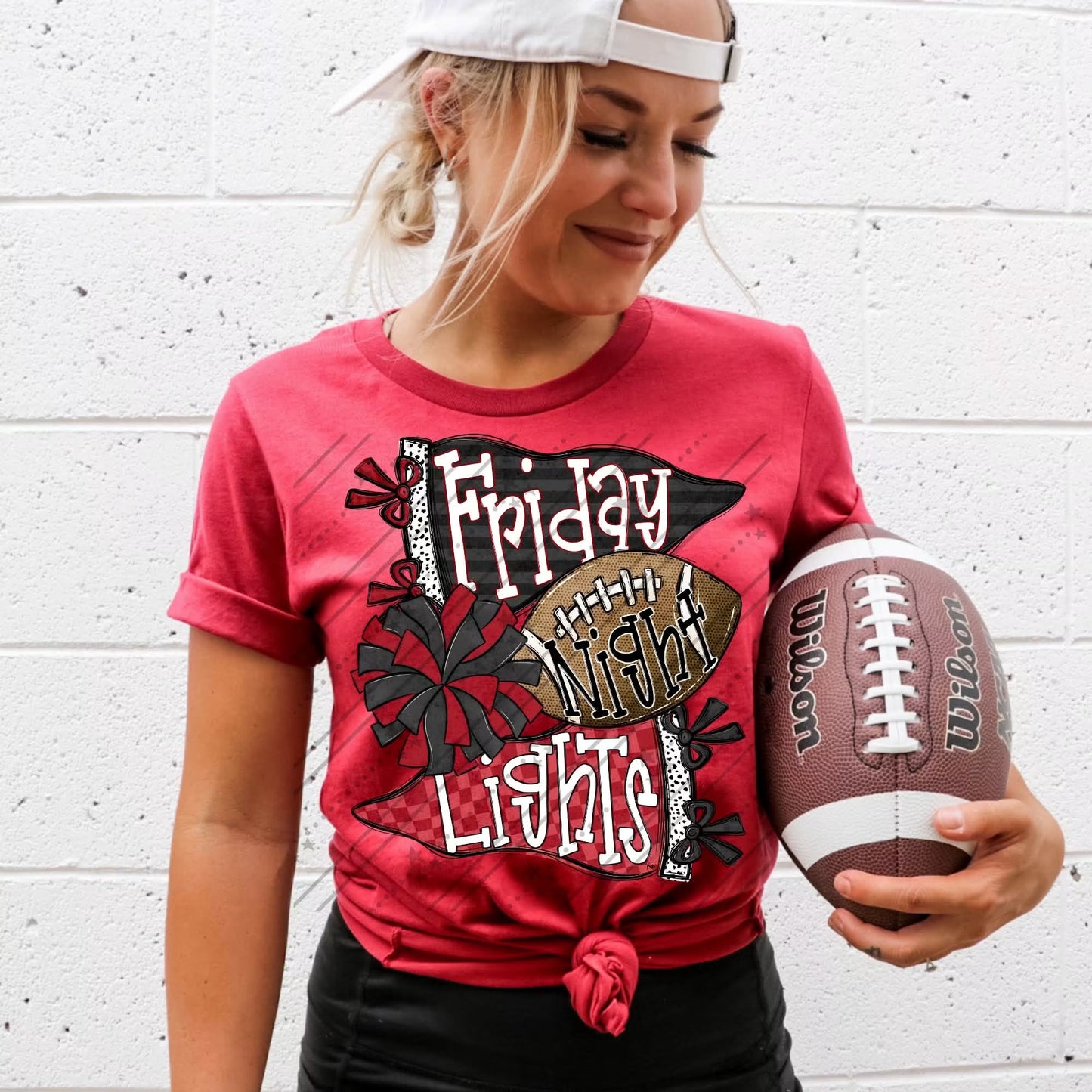 FRIDAY NIGHT LIGHTS BLACK & RED - DTF TRANSFER