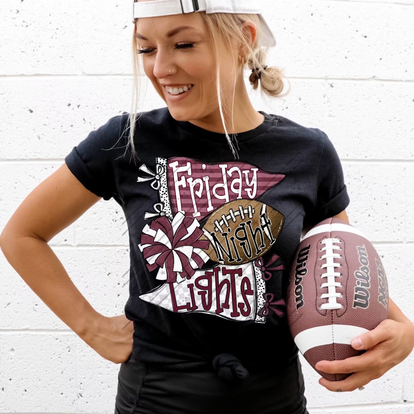 FRIDAY NIGHT LIGHTS MAROON & WHITE - DTF TRANSFER