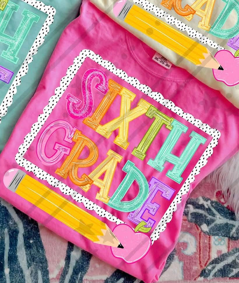 NEON VARSITY 6TH GRADE - DTF TRANSFER