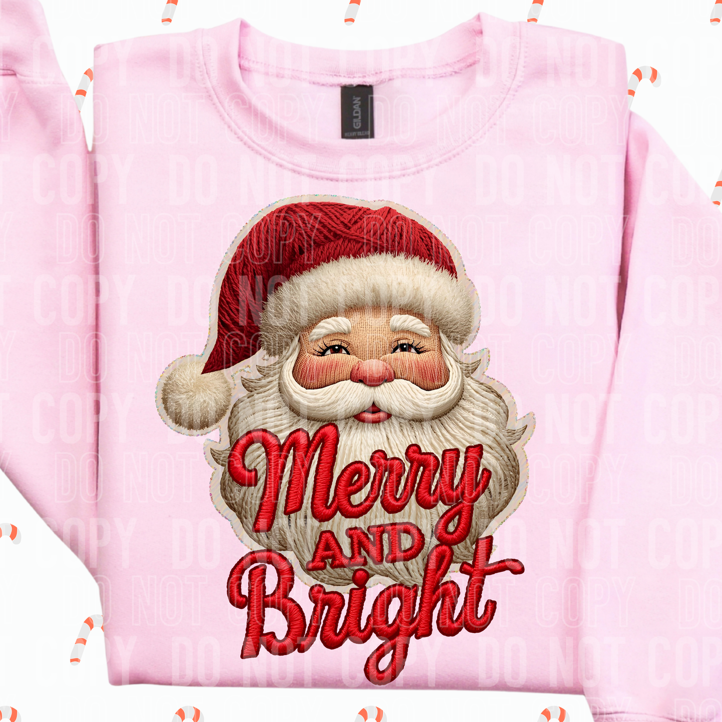 FAUX YARN MERRY & BRIGHT SANTA - DTF TRANSFER