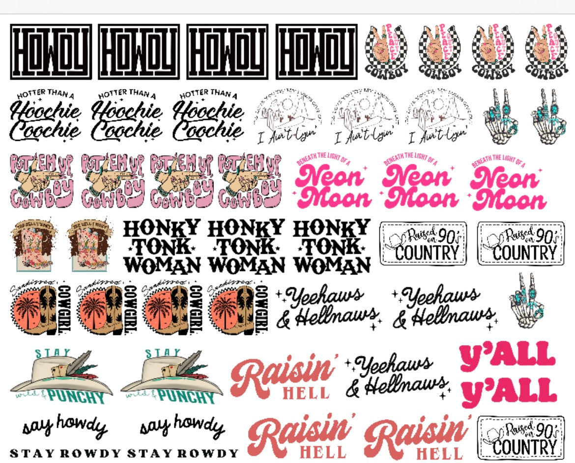 30X24 WESTERN 2 PRE-MADE TRUCKER HAT GANG SHEET