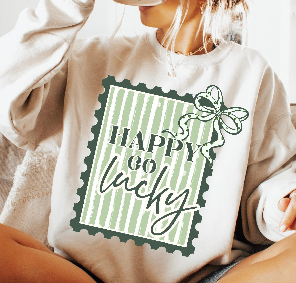 HAPPY GO LUCKY POSTAGE STAMP - DTF TRANSFER