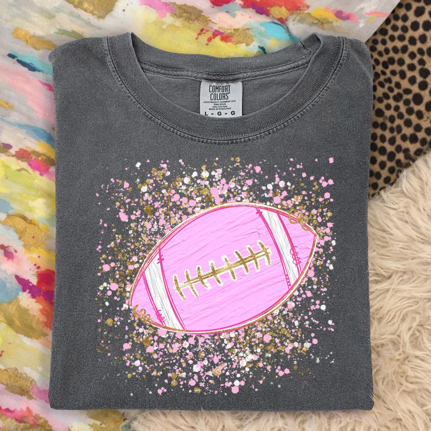 PINK SPLATTER FOOTBALL - DTF TRANSFER