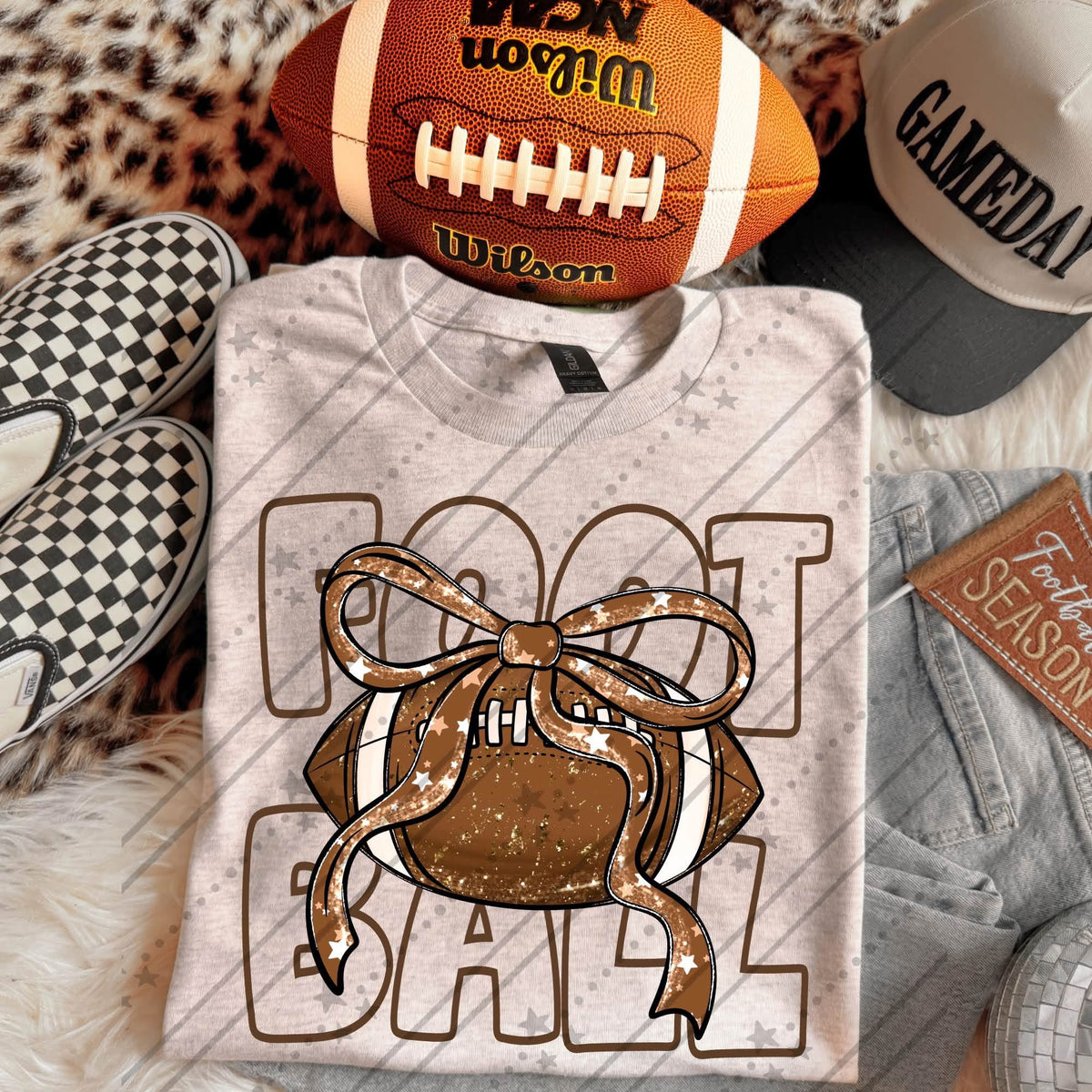 FOOTBALL WITH BOW - DTF TRANSFER