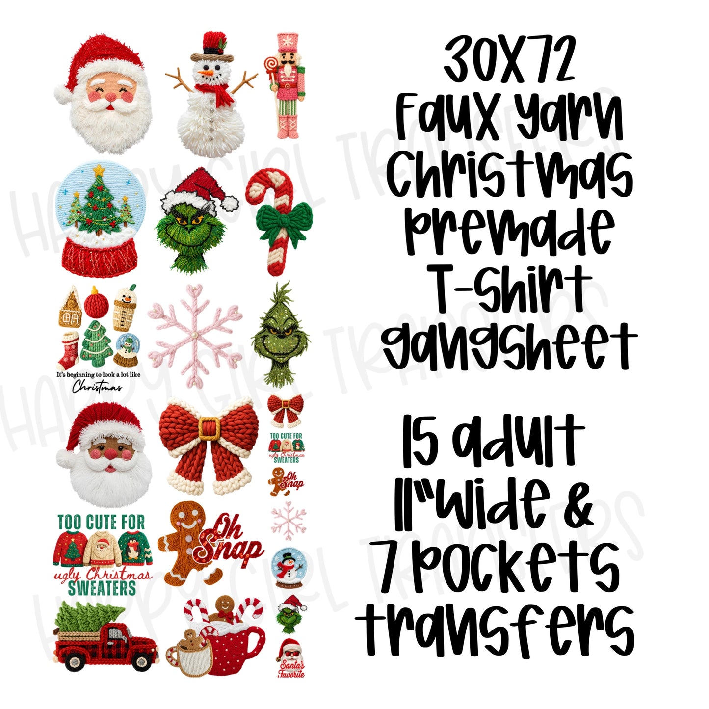 30x72 CHRISTMAS FAUX YARN PRE-MADE GANG SHEET