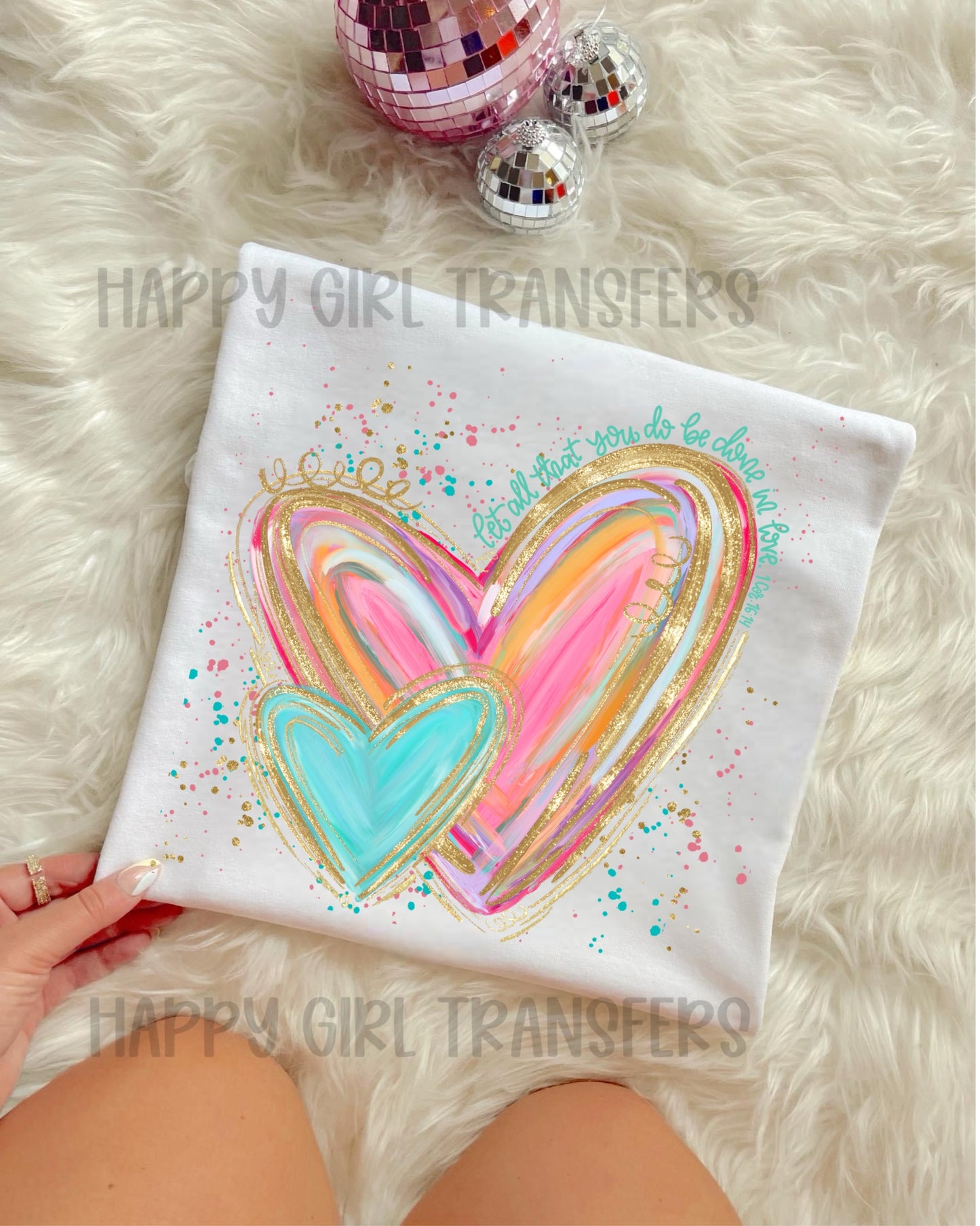 WATERCOLOR HEARTS WITH SPLATTER - DTF TRANSFER