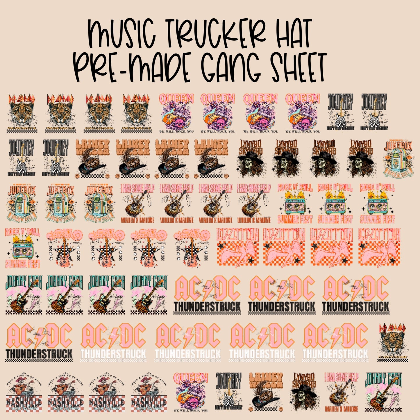 30x24 MUSIC PRE-MADE TRUCKER HAT GANG SHEET