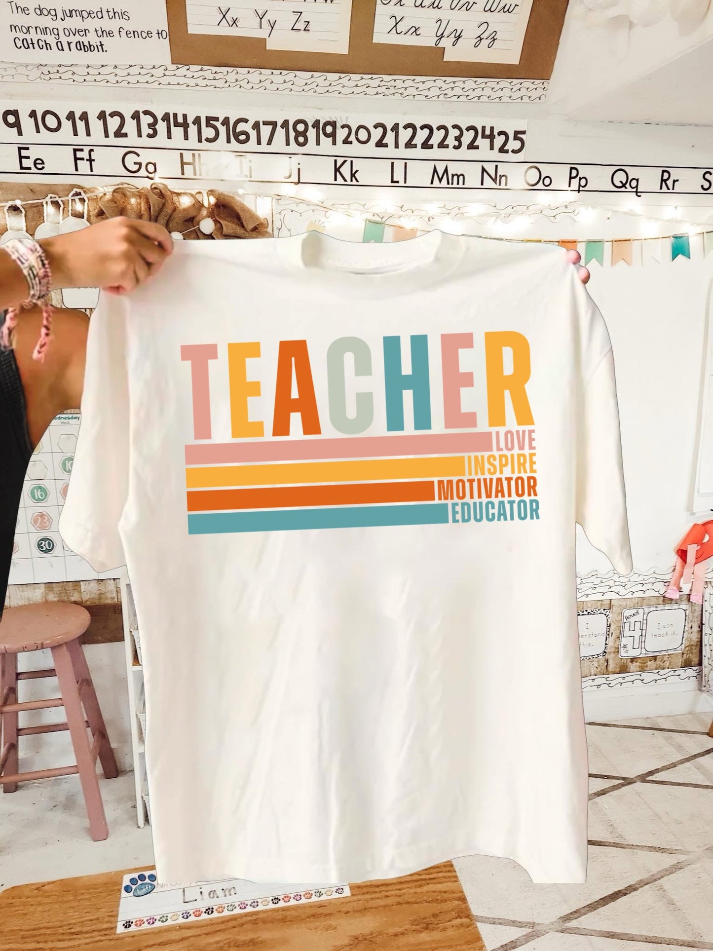 TEACHER: LOVE, INSPIRE, MOTIVATOR, EDUCATOR - DTF TRANSFER