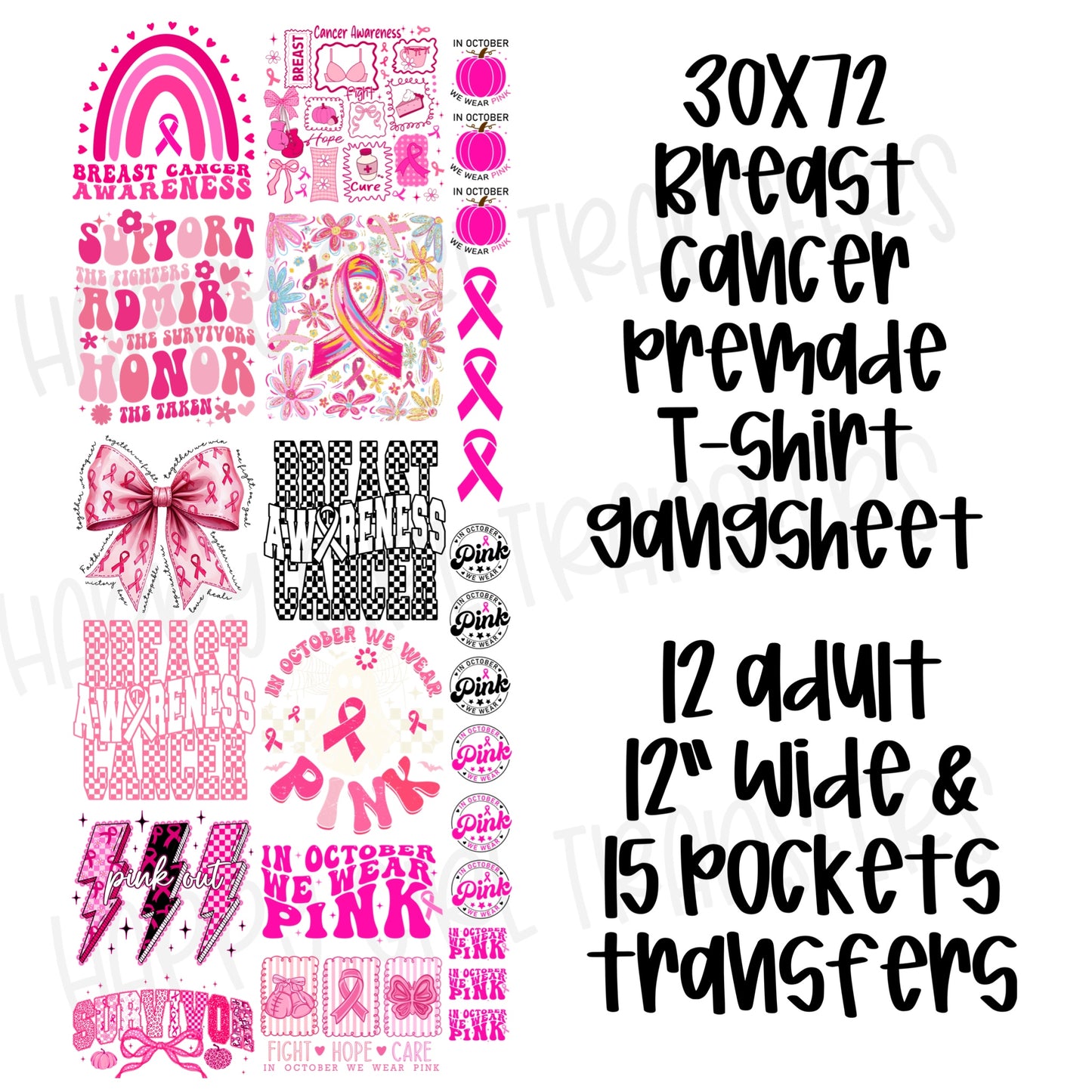 30x72 BREAST CANCER PRE-MADE GANG SHEET