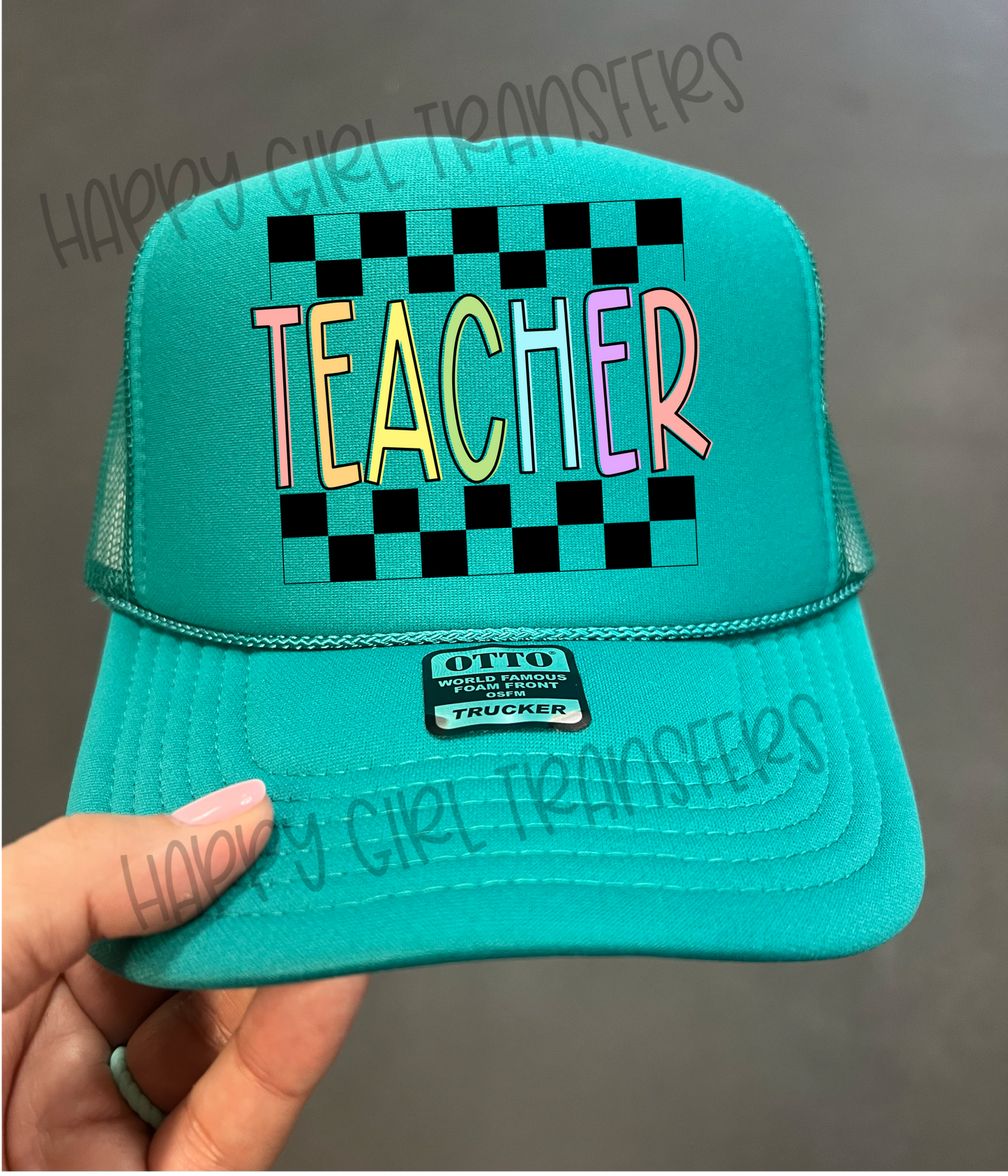 RAINBOW CHECKERED TEACHER - DTF TRANSFER