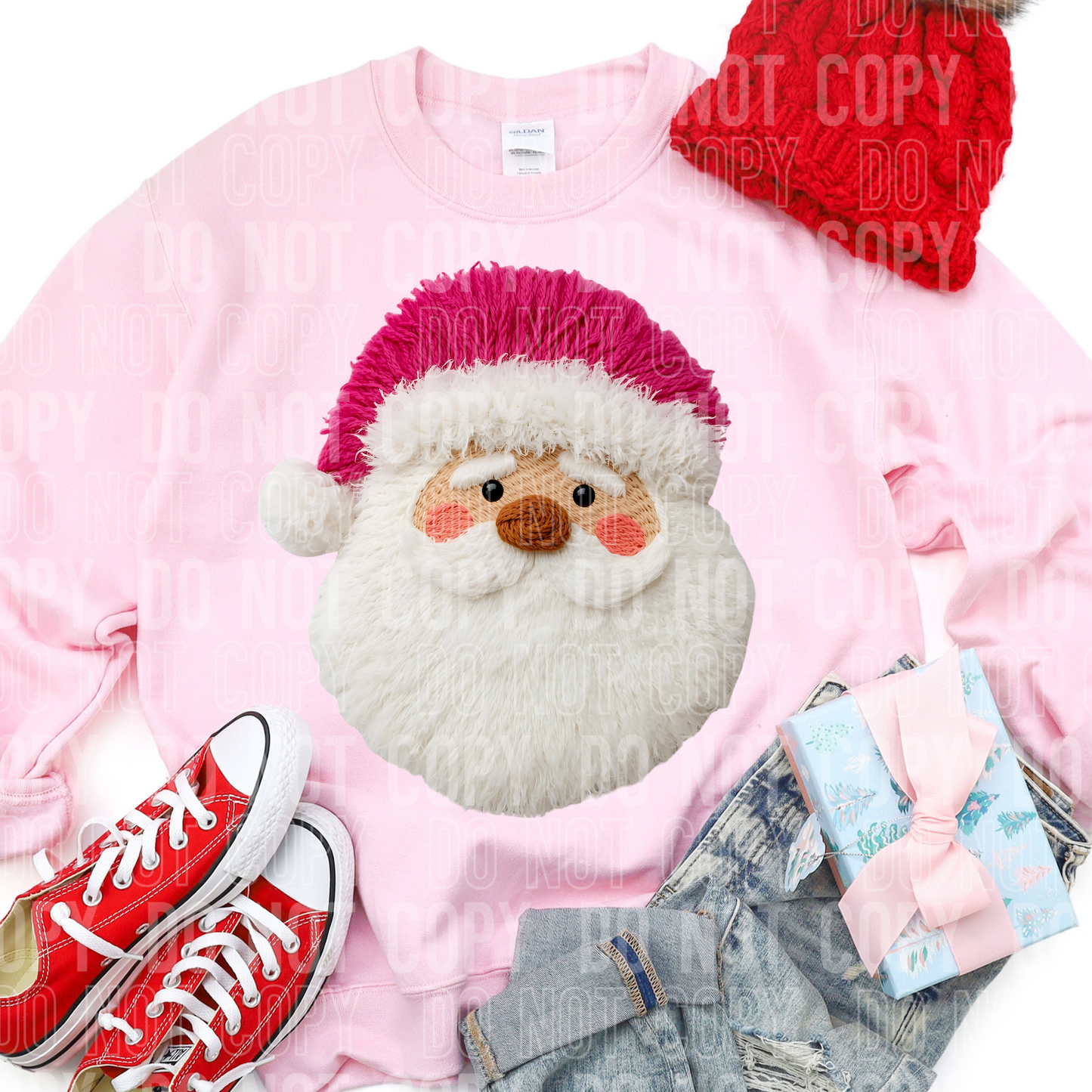 PINK YARN WHITE SANTA - DTF TRANSFER