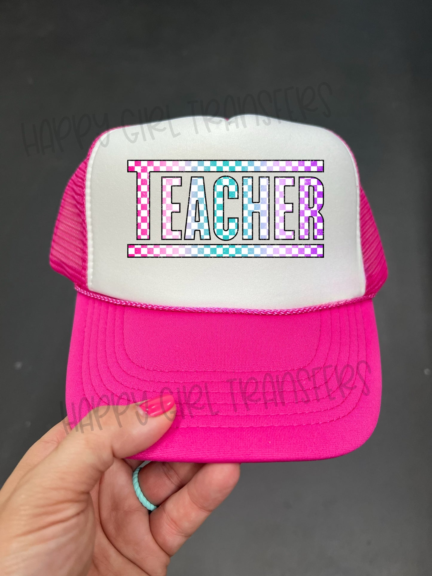 OMBRÉ CHECKERED TEACHER - DTF TRANSFER