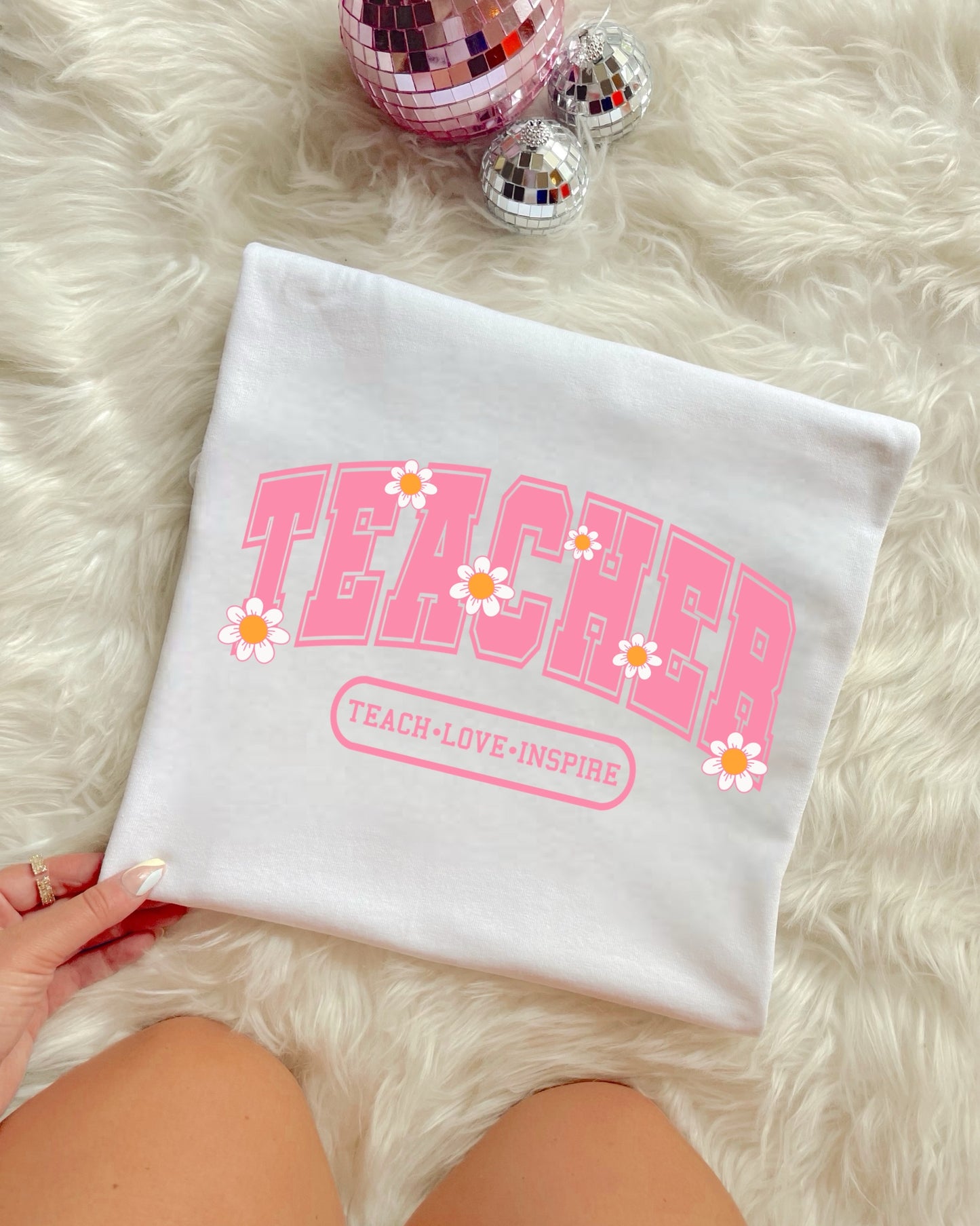 PINK FLORAL TEACHER - DTF TRANSFER
