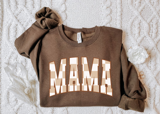 BROWN CHECKERED MAMA-DTF TRANSFER