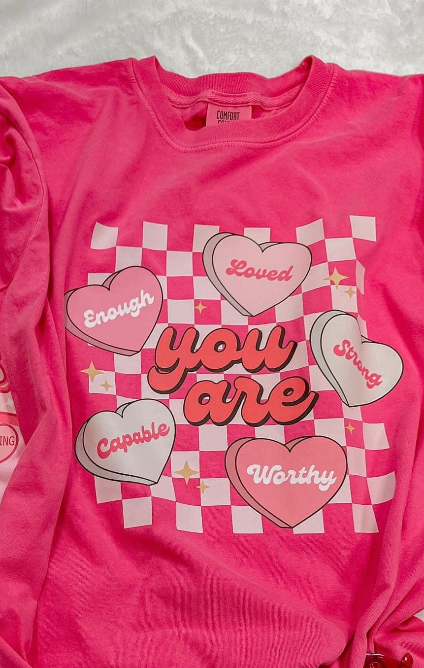 YOU ARE LOVED (CONVERSATION HEARTS) - DTF TRANSFER