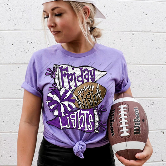 FRIDAY NIGHT LIGHTS PURPLE & WHITE - DTF TRANSFER