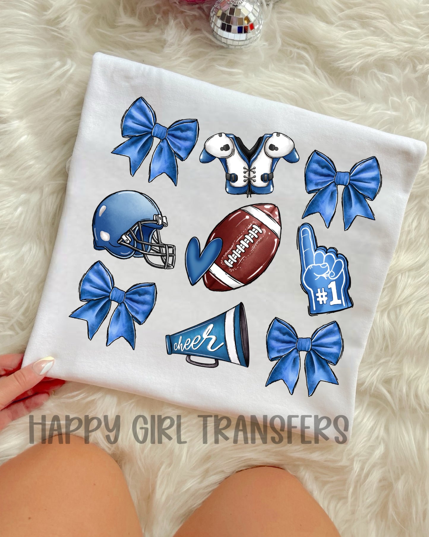 BLUE FOOTBALL COQUETTE - DTF TRANSFER