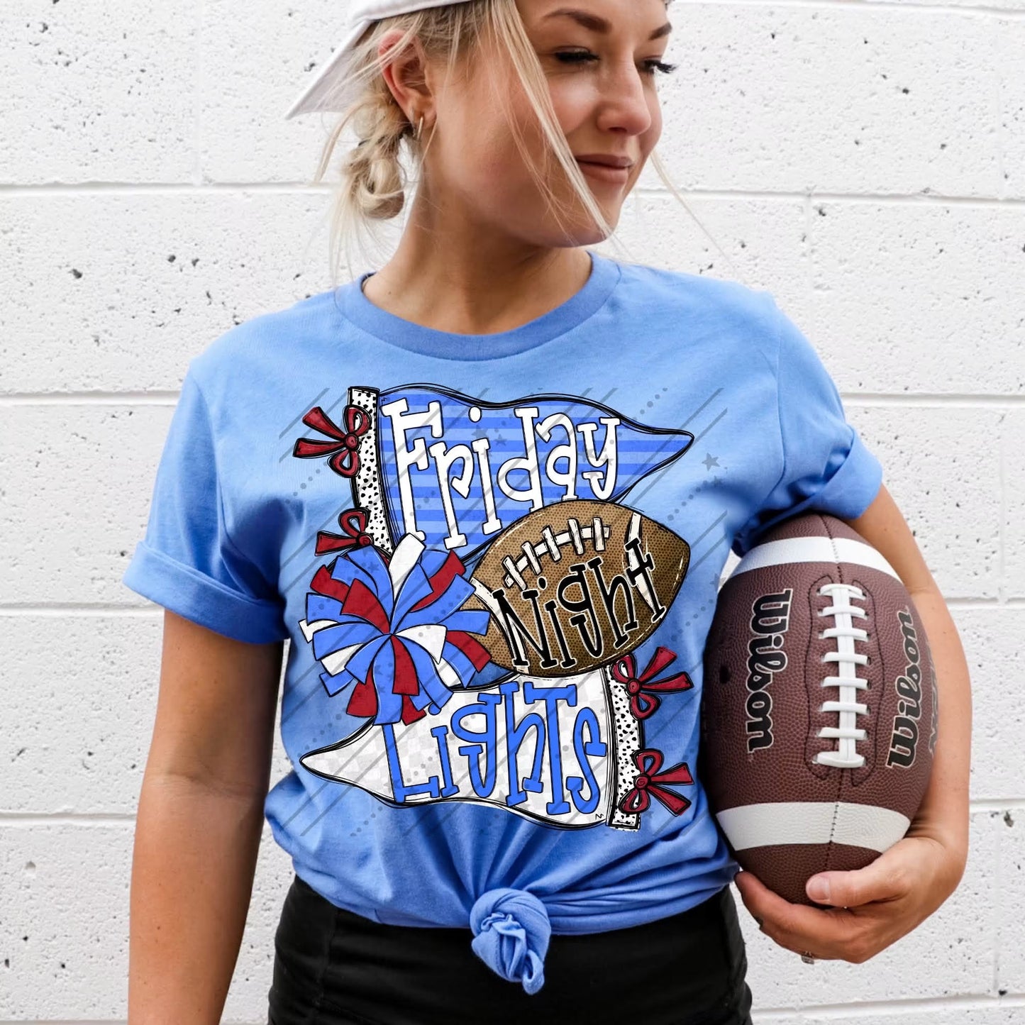 FRIDAY NIGHT LIGHTS BLUE, WHITE & RED - DTF TRANSFER