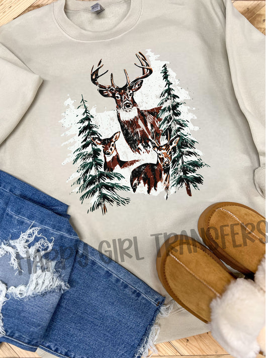 VINTAGE SNOW DEER - DTF TRANSFER