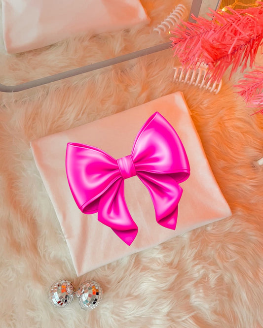 NEON PINK BOW - DTF TRANSFER