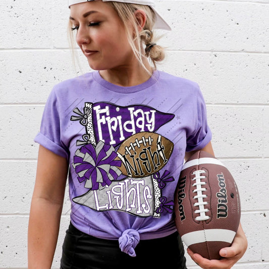 FRIDAY NIGHT LIGHTS PURPLE & SILVER - DTF TRANSFER