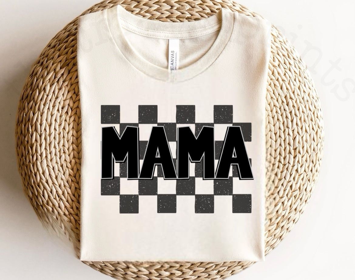 DISTRESSED CHECKERED MAMA  - DTF TRANSFER