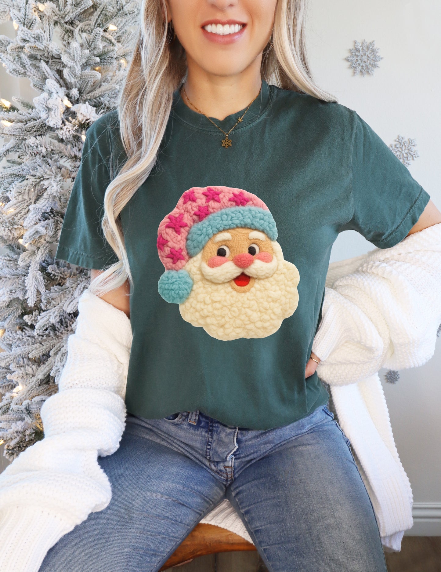 PINK AND BLUE SANTA - DTF TRANSFER