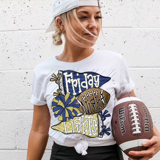 FRIDAY NIGHT LIGHTS NAVY & GOLD - DTF TRANSFER