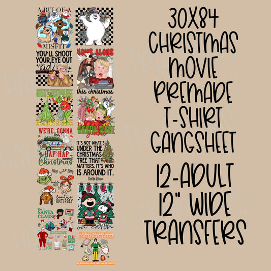 30x84 CHRISTMAS MOVIE PRE-MADE GANG SHEET