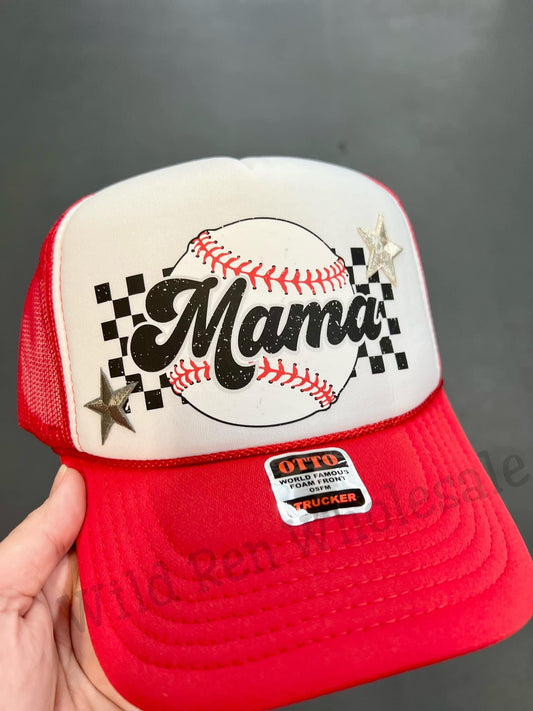 CHECKERED BASEBALL MAMA - DTF TRANSFER