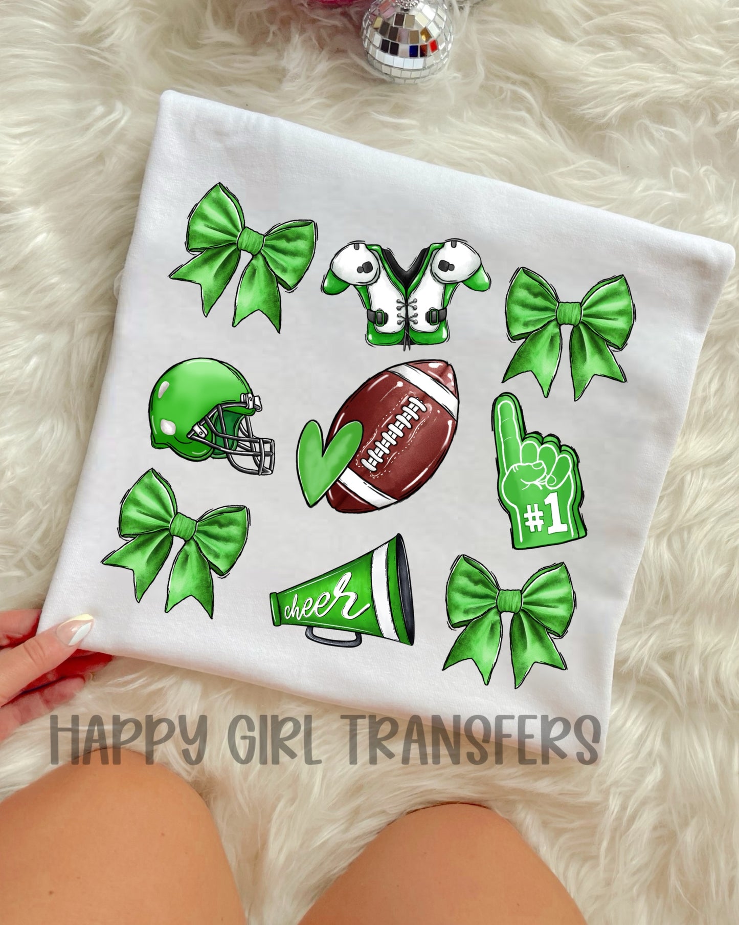 GREEN FOOTBALL COQUETTE - DTF TRANSFER
