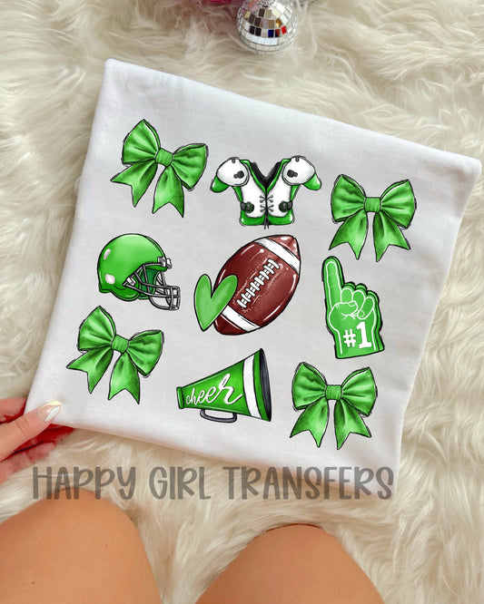 GREEN FOOTBALL COQUETTE - DTF TRANSFER