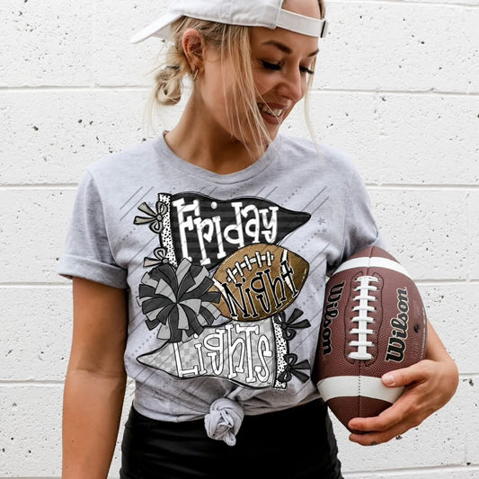 FRIDAY NIGHT LIGHTS BLACK & SILVER - DTF TRANSFER