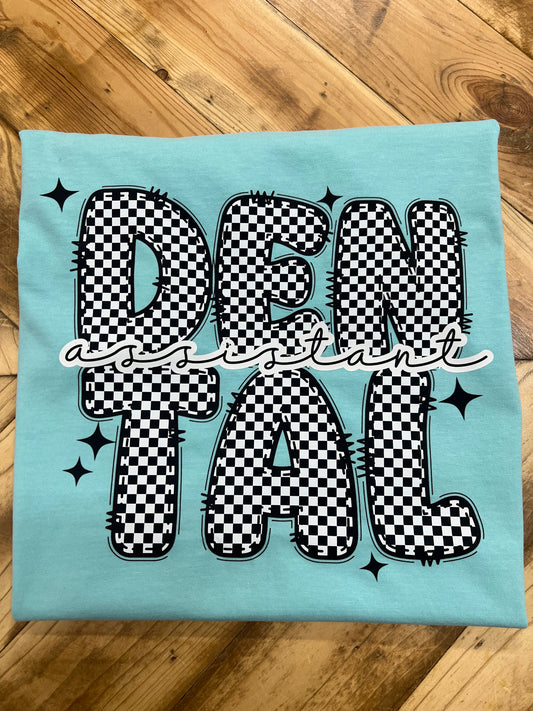 CHECKERED DENTAL ASSISTANT - DTF TRANSFER