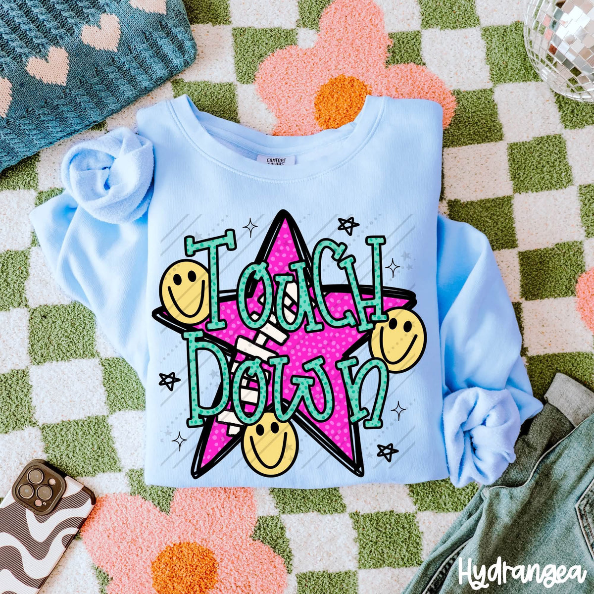 PREPPY TOUCH DOWN WITH SMILEYS - DTF TRANSFER
