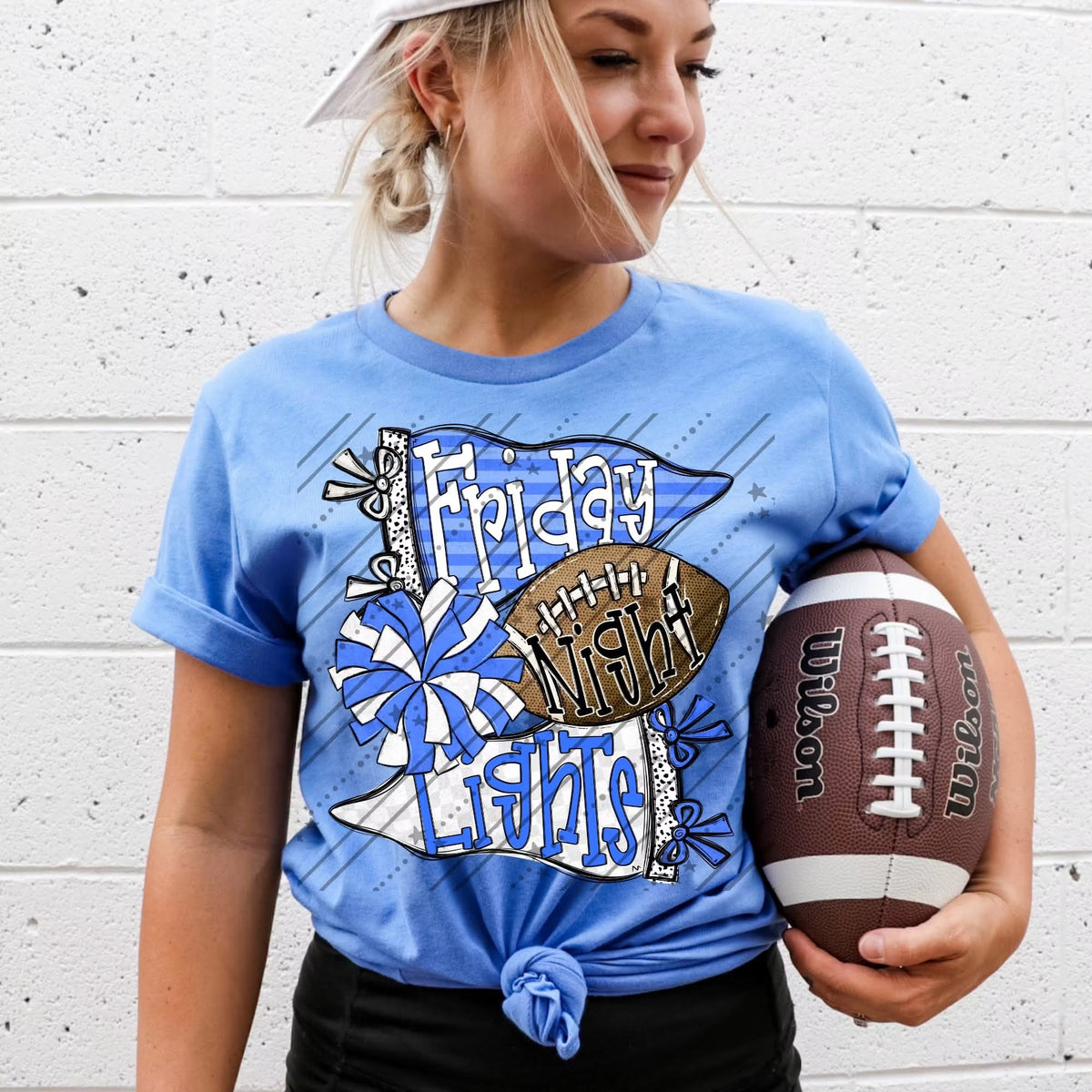 FRIDAY NIGHT LIGHTS BLUE & WHITE - DTF TRANSFER