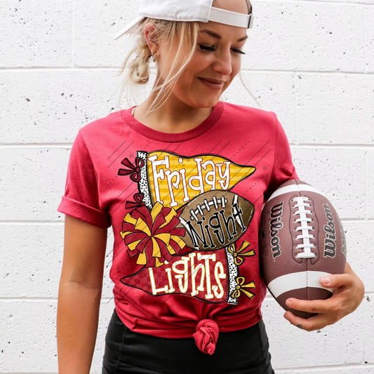 FRIDAY NIGHT LIGHTS RED & YELLOW - DTF TRANSFER