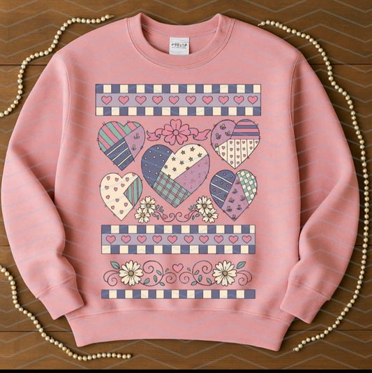 VINTAGE HEART PATCHWORK - DTF TRANSFER