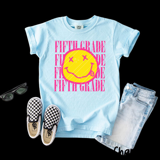 SMILEY PINK 5TH GRADE - DTF TRANSFER