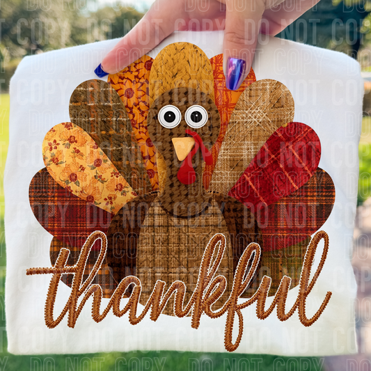 FAUX PATCHWORK THANKFUL - DTF TRANSFER