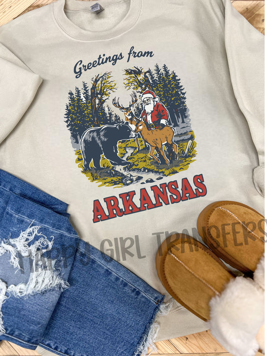 GREETINGS FROM ARKANSAS - DTF TRANSFER