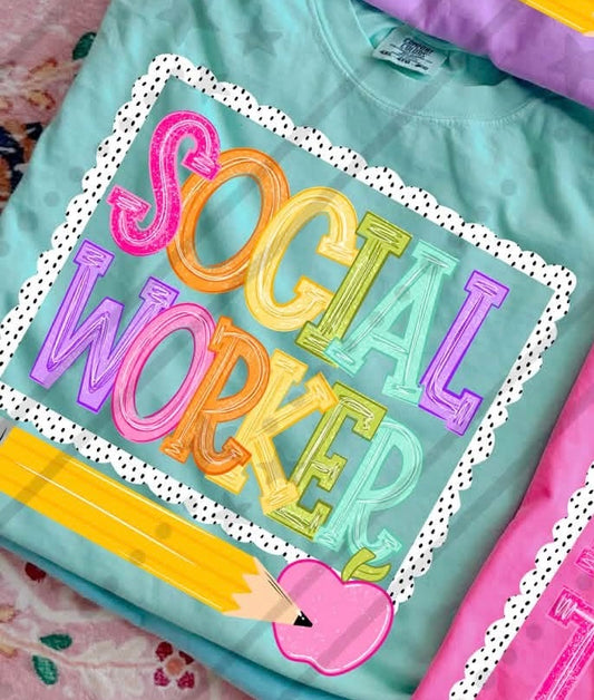 NEON VARSITY SOCIAL WORKER - DTF TRANSFER