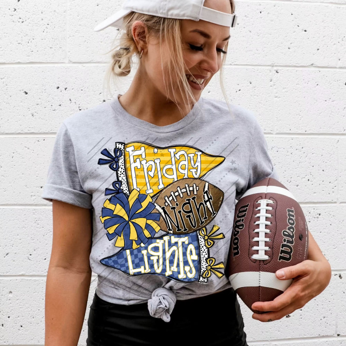 FRIDAY NIGHT LIGHTS NAVY & YELLOW - DTF TRANSFER