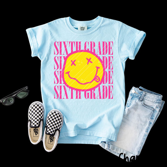 SMILEY PINK 6TH GRADE - DTF TRANSFER